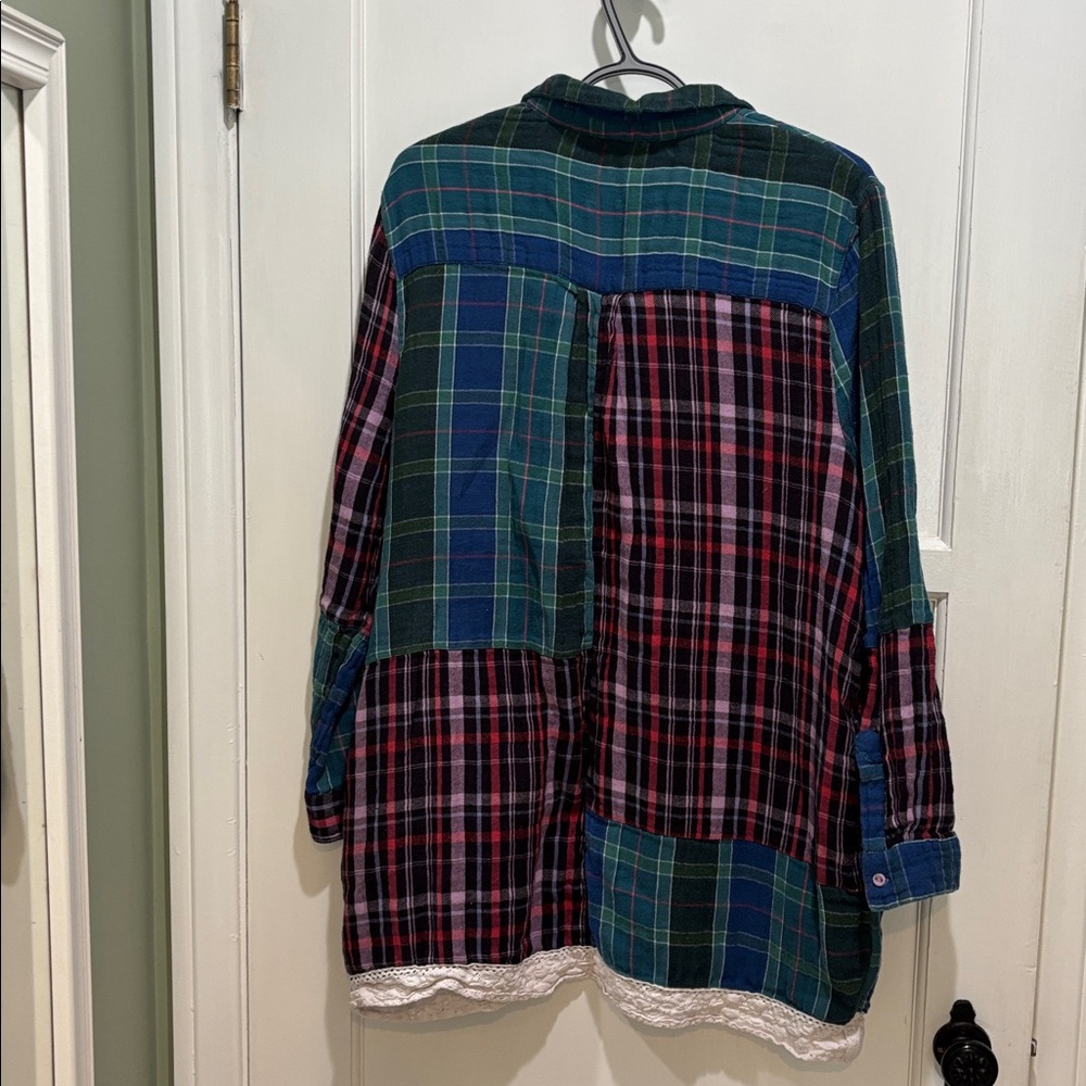 Sundance Plaid Patchwork Flannel Button Down Shir… - image 7